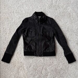 BKE Black Quilted Bomber Jacket